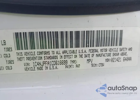 2012 Jeep Patriot Latitude из США, поврежденный, VIN 1C4NJPFA1CD616699